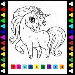 Cute Unicorn Color by Numbers Coloring Book for Kids Ages 8-12: 40 Unique Designs to Color for Girls and Boyes
