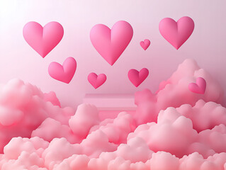 Minimal pastel stage design with pink tones and cloud-like accents
