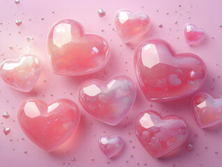 Beautiful Valentine's Day Background with Hearts in Different Shades of Pink