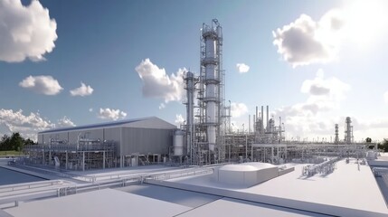 Gas pipeline terminating at LNG terminal with flow meters and containment area