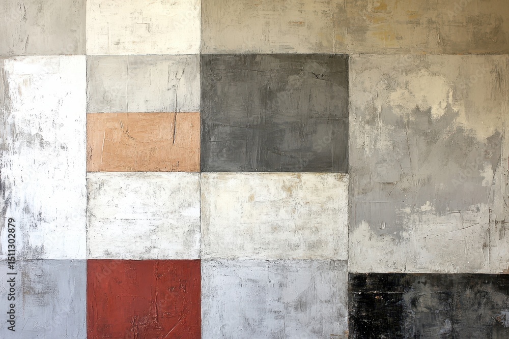 Poster a textured geometric wall art with squares in various neutral shades. useful for backgrounds and to 