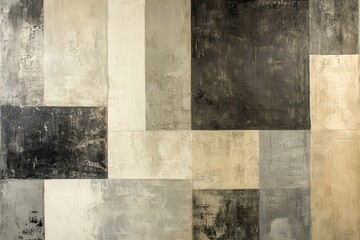 Fototapeta premium Rough textured squares in neutral colors, an abstract painting. Perfect background for design, print, or website projects.