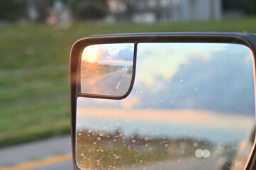 Sunset in a Rearview Mirror