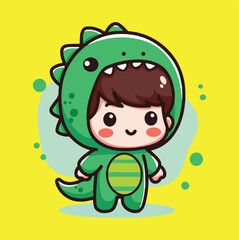 Kawaii Shiba Dog in Dinosaur Hoodie – Vector Clipart for Kids - Playful Shiba Inu in Dino Costume – Cute and Funny Pet Illustration - Sleeping Shiba Wearing Dinosaur Suit – Cozy Kawaii Dog Art