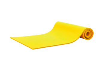 Yellow exercise mat on transparent background, PNG