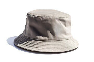 Beige cotton bucket hat isolated on white background