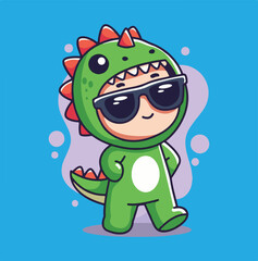 Happy Shiba with Dinosaur Hoodie – Cute Animal Character Design - Kawaii Shiba Inu Cosplay as Dino – Vector Clipart Set - Shiba Inu in Cute Dino Pajamas – Flat Cartoon Design