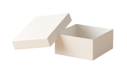 Empty white box with open lid