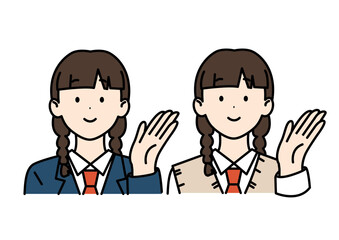 三つ編みの女子高生 ブレザー ベスト ネクタイ こちら