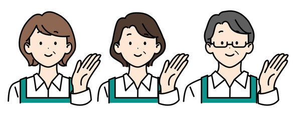 中年 店員さん エプロン こちら