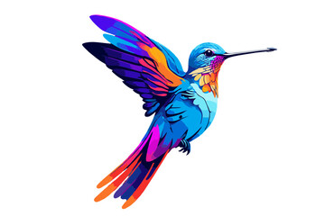 Vibrant Hummingbird in Flight A Colorful Artistic Illustration of a Tiny Bird Soaring Through the Air