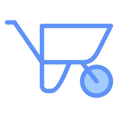 Wheel Barrow Outline Blue Color Icon