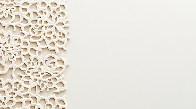 Decorative cream-colored floral lace pattern