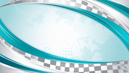 Abstract racing background, teal curves and checkered pattern - works well for marketing materials