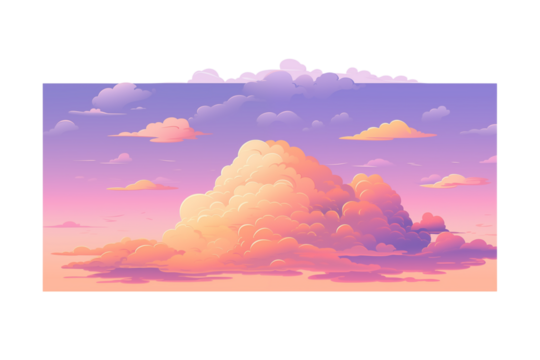 Pastel Sunset Cloud Landscape: Digital Art Print isolated on transparent background png