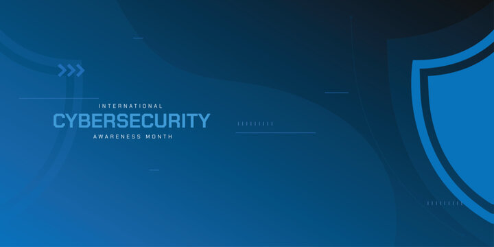 International cyber security awareness month is observed. flat design Cyber security banner gradient color blue