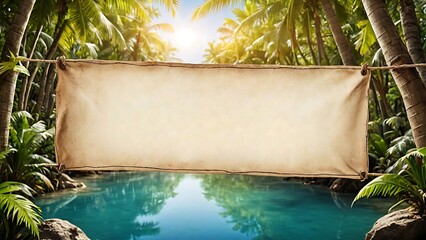 bamboo frame with palm tree