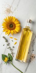 bottle of sunflower oil and sunflower