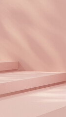Minimalist background featuring a 3D podium and a pink backdrop, ideal for cosmetic and product presentations. 3D rendering illustration.