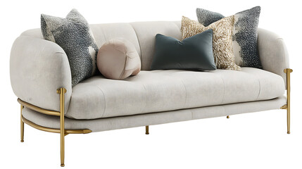 Comfortable Upholstered Sofa on White Studio Background