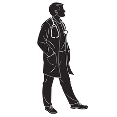 Silhouette of a Male Doctor with Stethoscope