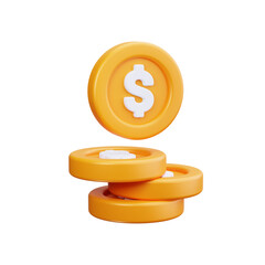 Coins 3d render icons