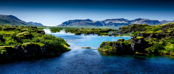 Obraz premium Icelandic River Valley Scenery