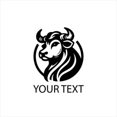Black and White Vector Logo of Qurban Cow for Idul Adha, Isolated on White Background