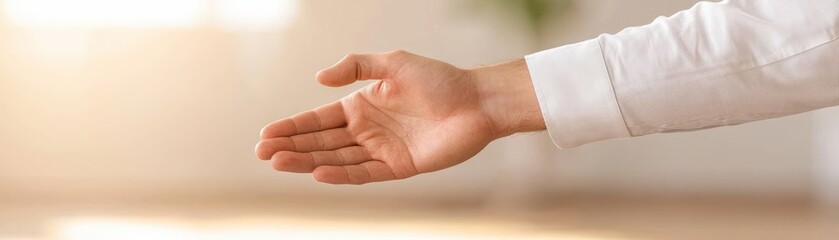 Open Hand Gesture for Greeting, Invitation, or Assistance Concept