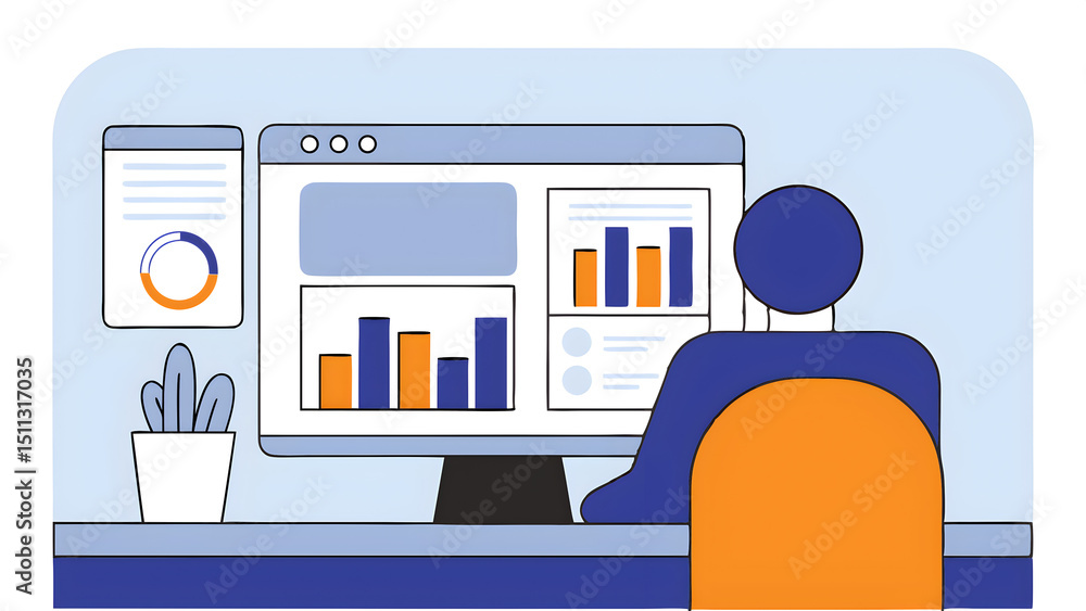 Poster businessman using a laptop show search bar concept of a website to find a job and career on the inte