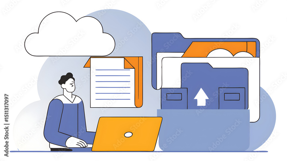 Poster businessman using a laptop show search bar concept of a website to find a job and career on the inte