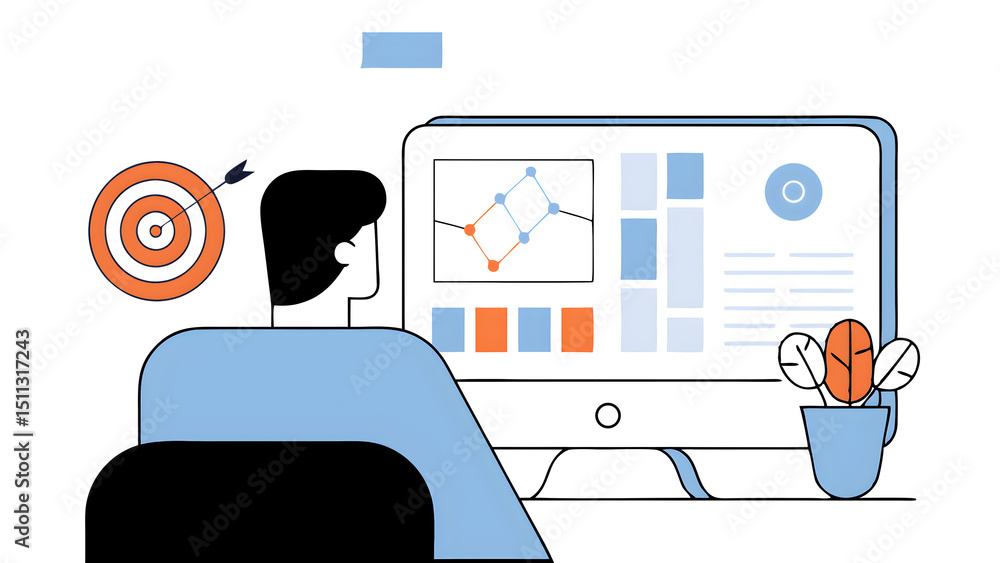 Aufkleber businessman using a laptop show search bar concept of a website to find a job and career on the inte