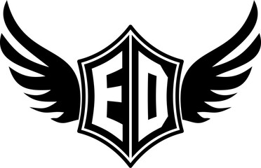 ED logo emblem with winged and shield template