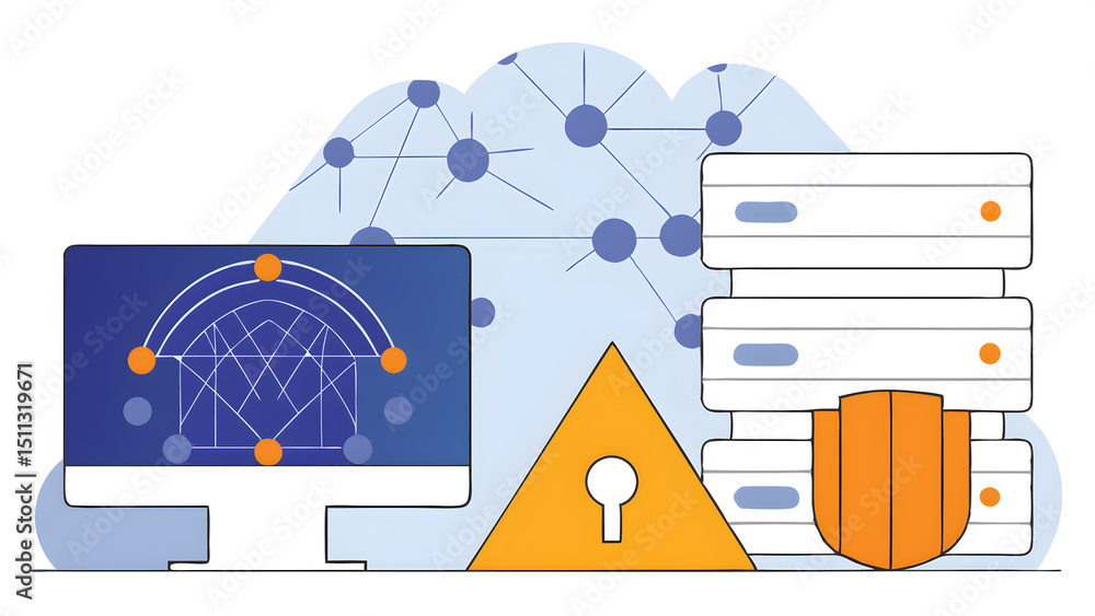 Poster cybersecurity and information or network protection future cyber technology web services for busines