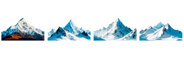 Set of mountain peak on transparent background, PNG