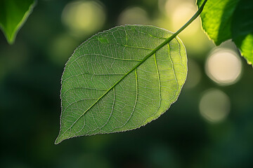 Detailed close-up view of a vibrant green leaf.