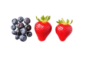 Vibrant Blueberries and Strawberries: Fresh Fruit Photography for Food Blogs, Recipes, and Culinary Websites isolated on transparent background png