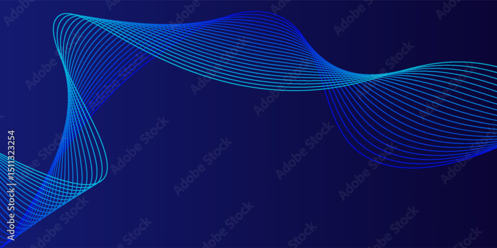 Poster abstract dark blue banner template. vector minimal wavy line background with text for social media c