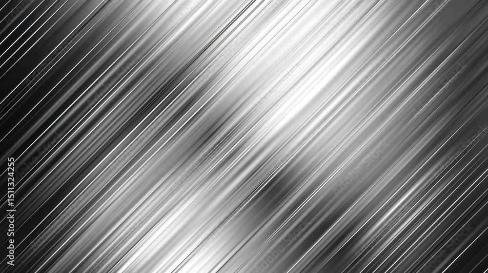 Poster abstract silver background with diagonal lines and gradient, metallic texture and light reflections