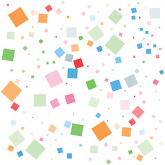 Colorful Square Confetti Pattern on White Background