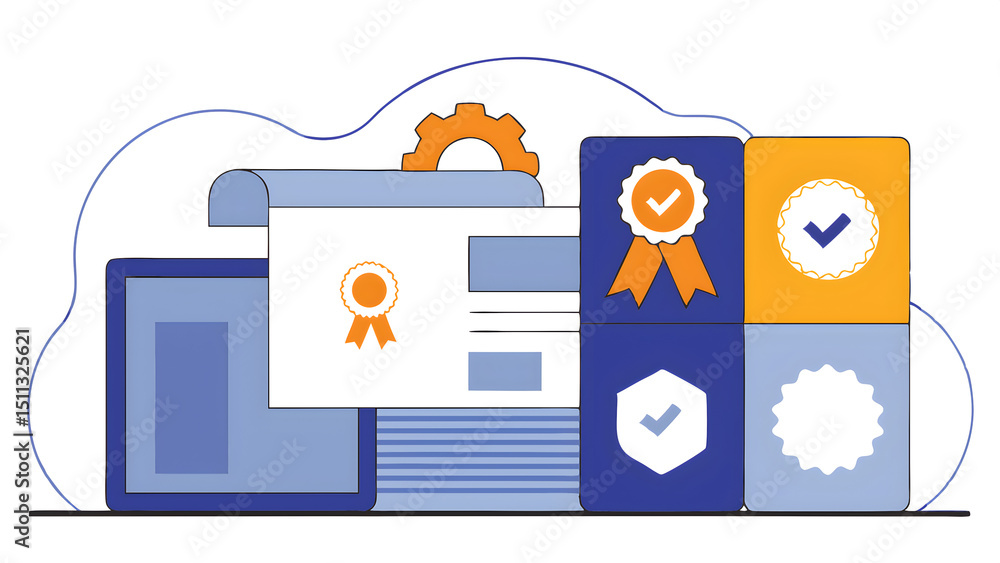 Poster quality control service system business and certificate standard iso digital technology concept serv