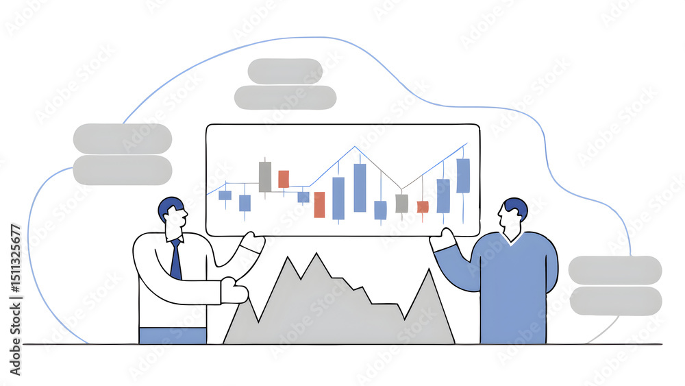 Aufkleber rate exchange trader graph chart economic growth business in the stock market index fund concept of 
