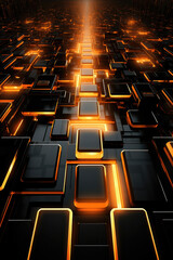 Obraz premium Abstract Orange-Lit Futuristic Technology Background