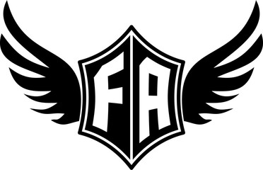 FA logo emblem with winged and shield template