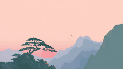 Background picture: A tree standing on a cliff
