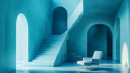 Teal architectural interior