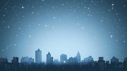 Cityscape at night, starry sky