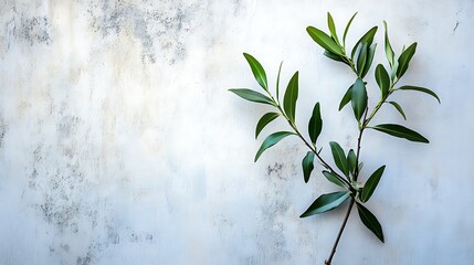 Fresh green leaves on textured surface