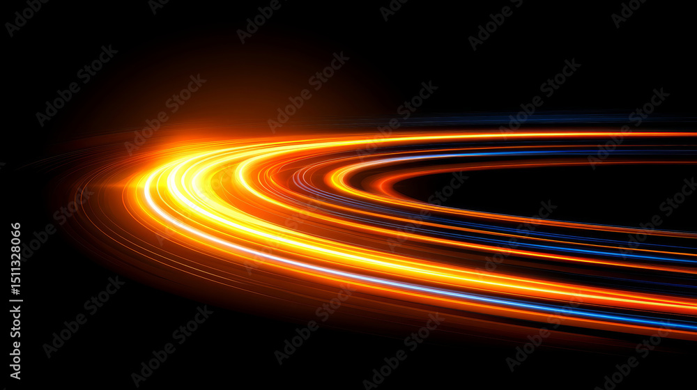 Poster bright light trails create dynamic sense of movement and energy in this abstract image