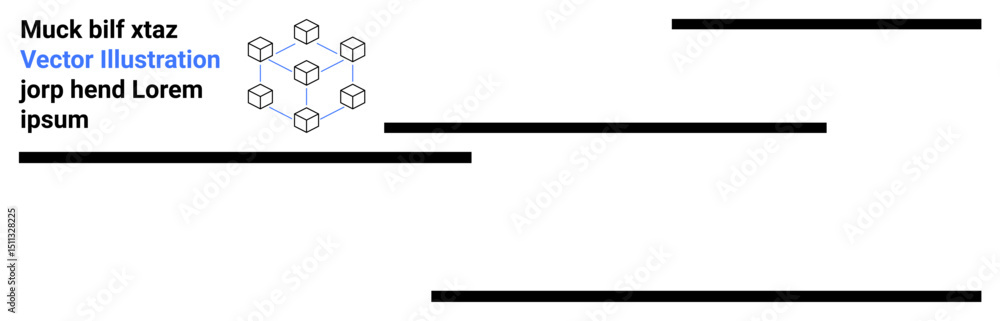 Poster cube grid structure connecting nodes, paired with bold horizontal lines and text elements. ideal for